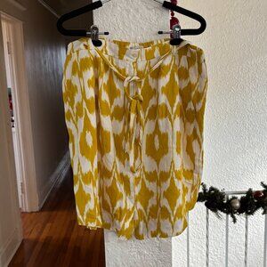 LOFT ikat button down mini skirt in yellow Large Tall
